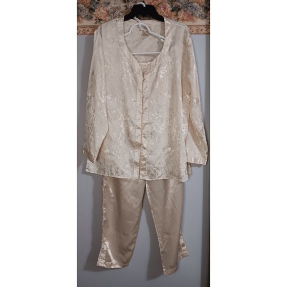 Victoria's Secret Medium Gold Label Vintage 2 Piece Sleep Lounge Satin Set - Picture 1 of 7